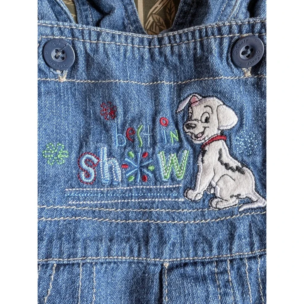 Vintage 101 Dalmatians Denim Overalls 0-3 Months Lucky Bibs Disney Best In Show